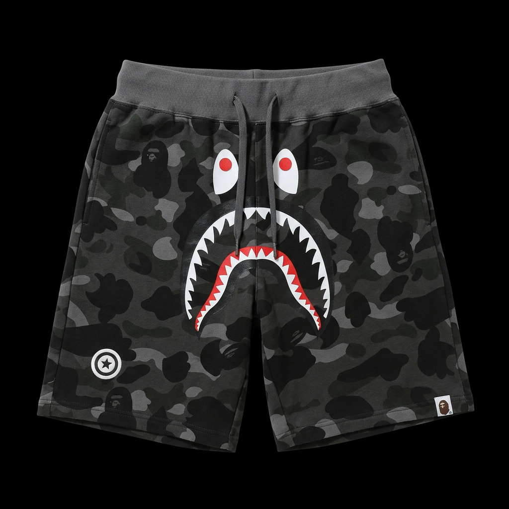 Black Camo Shark Shorts