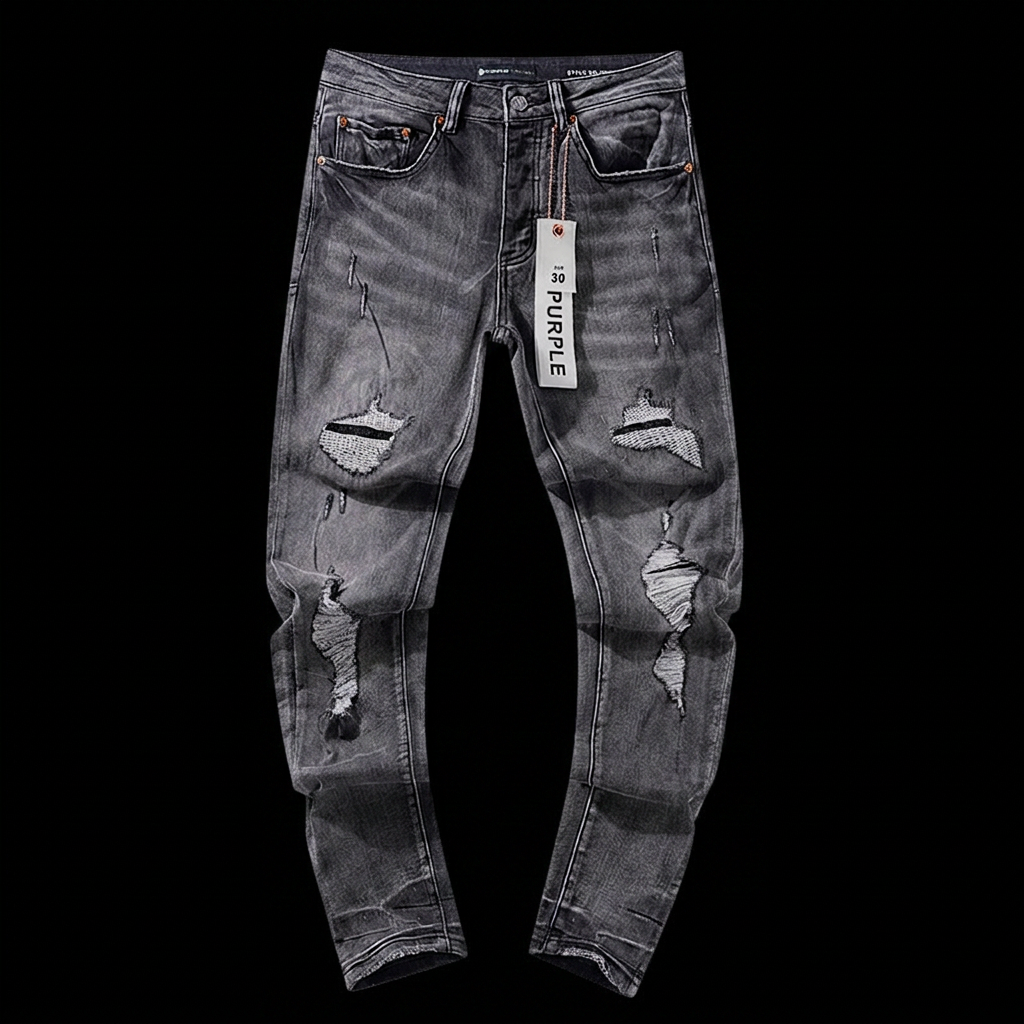 Purple Distressed Denim Jeans